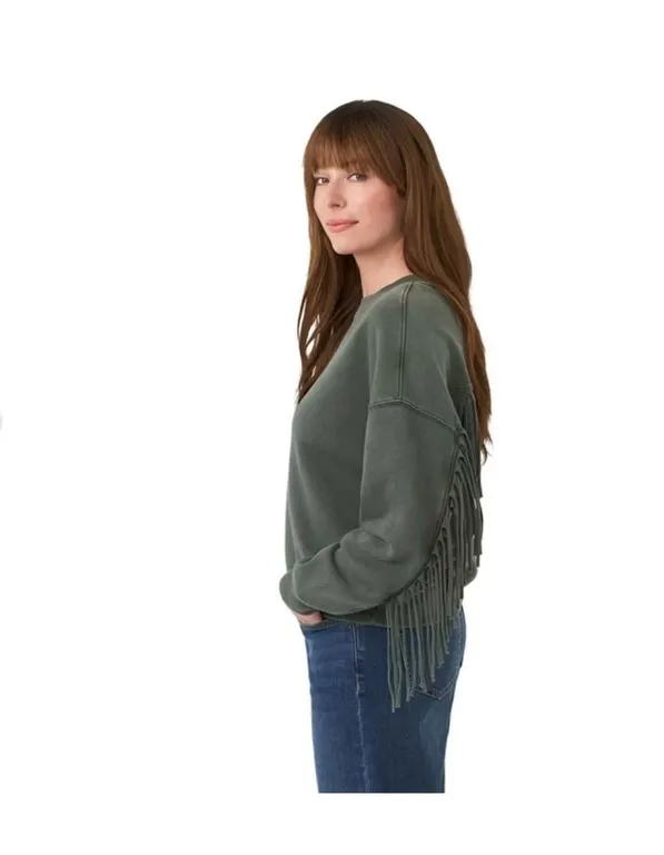 Wrangler Olive Green Fringe Sweatshirt Size L