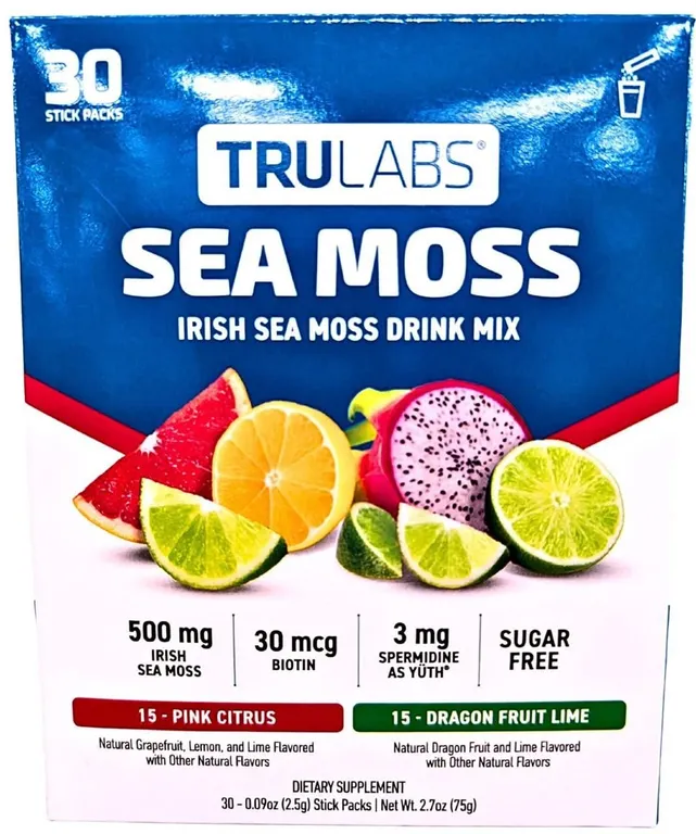 TruLabs Sea Moss Drink Mix Pink Citrus 30ct