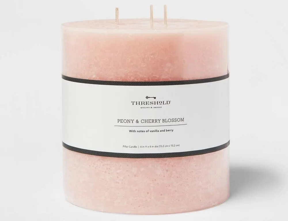 Threshold 3-Wick Peony Cherry Blossom Pillar 6x6