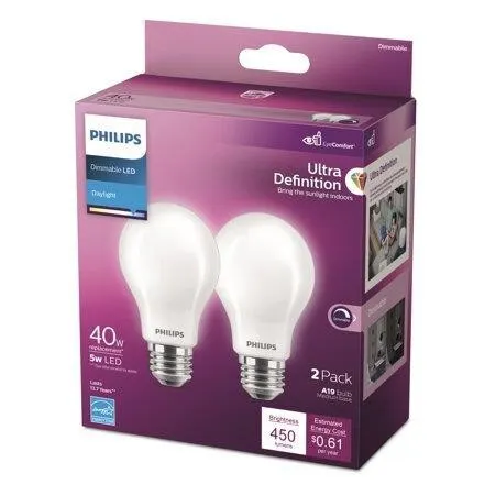 Signify 573428 A19 LED Light Bulb 2-Pack