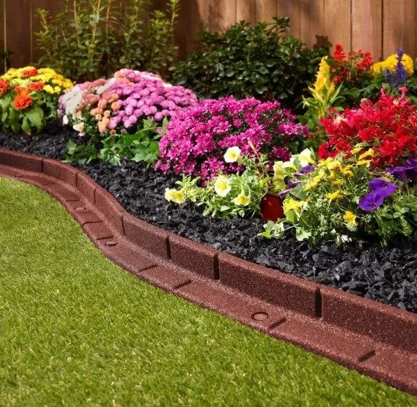 Roman Brick 4 Rubber Garden Edging 6pk