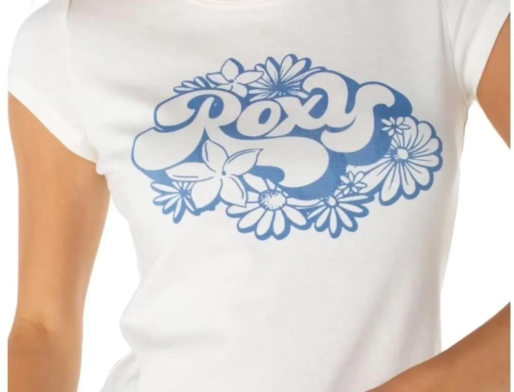 Roxy Womens Floral Graphic T-Shirt Cream Size L