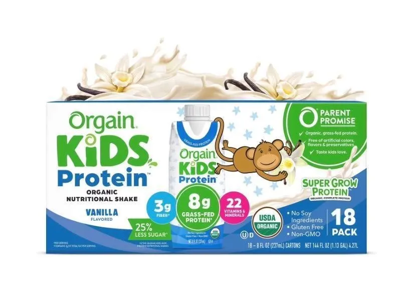 Orgain Kids Protein Shake Vanilla 8oz 18pk