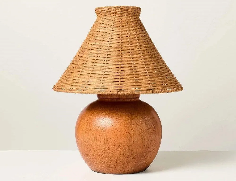 Hearth Hand 93564253 Wood Rattan Table Lamp