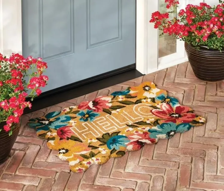 Floral Hello Coir Doormat 23 x 35