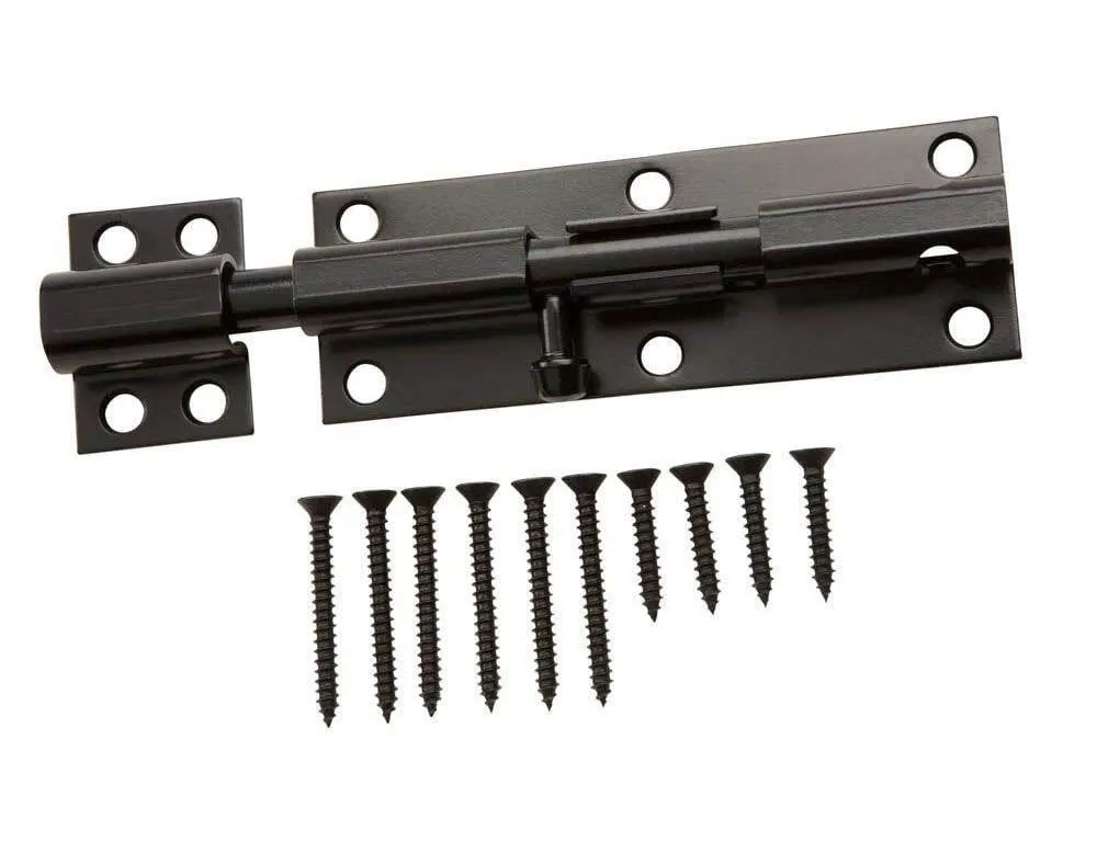 Everbuilt 6 In. Black Heavy Duty Barrel Bolt