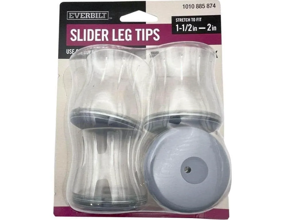 Everbilt 41-H1022 Clear Round Leg Tip Slider 4pk