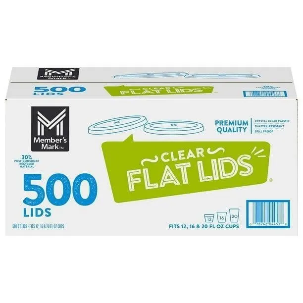 Clear Flat Lids for 12-20oz Cups 500ct