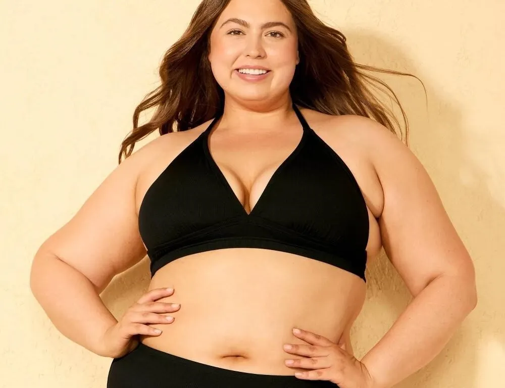 Shade Shore Ribbed Bikini Top Black 3X $15.00