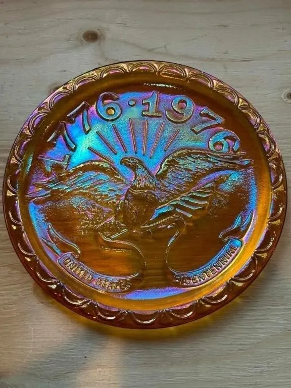 Carnival glass eagle ashtray
