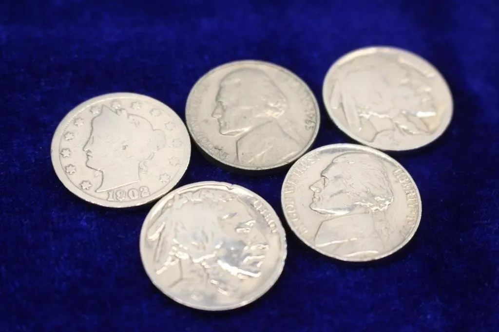 Lot of 5 US Nickels: 1902 Liberty, Buffalo,