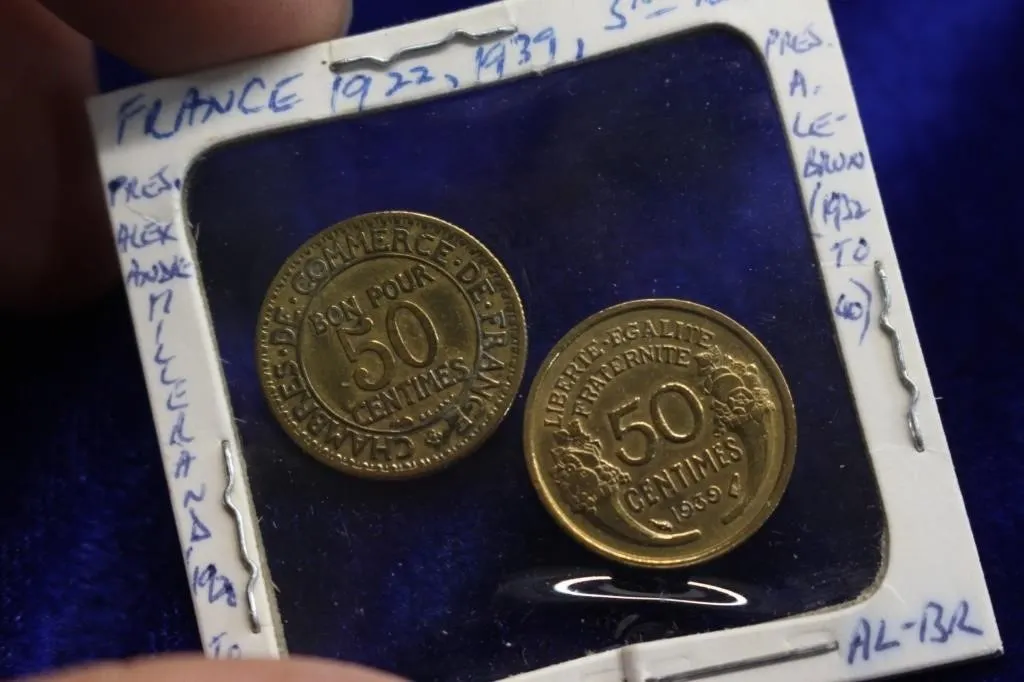 France 50 Centimes Coins 1922, 1939 (2)