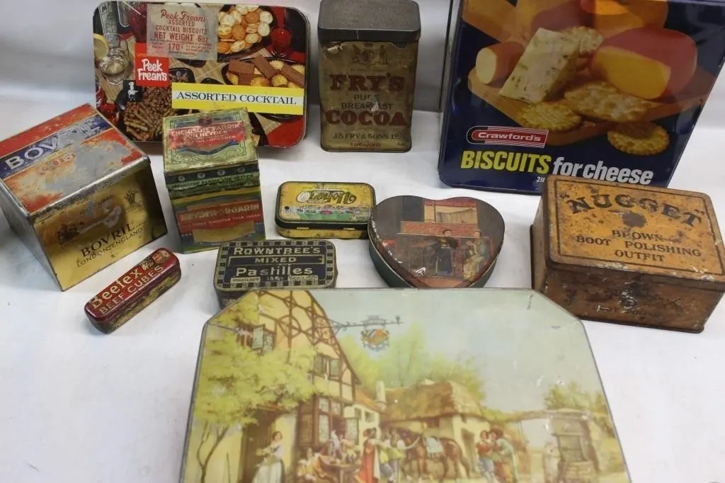Collection of vintage advertising tins