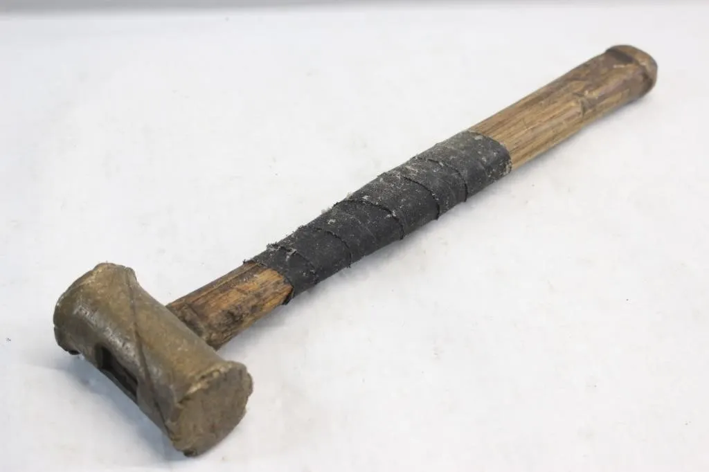 Antique Brass-Head Hammer with Wrapped Handle