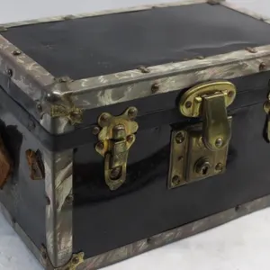 Vintage Small Trunk Box with Brass Latches