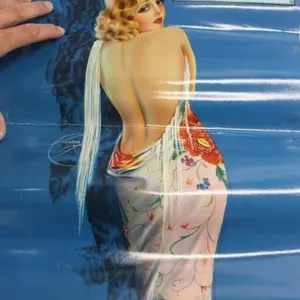 Vintage Pin-Up Girl Calendar Print, Signed