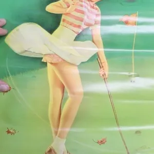 Vintage Golfer Pin-Up Die-Cut Cardboard Sign