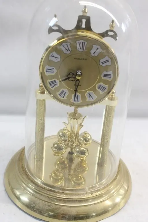 Heirloom Quartz Anniversary Clock Under Glass Dome