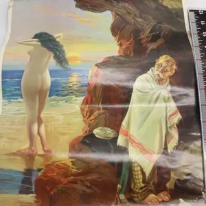 Vintage "The Cave Man" Print, Risqué Beach Scen