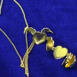 Gold-Tone Heart Locket Necklace & Silver Earrings