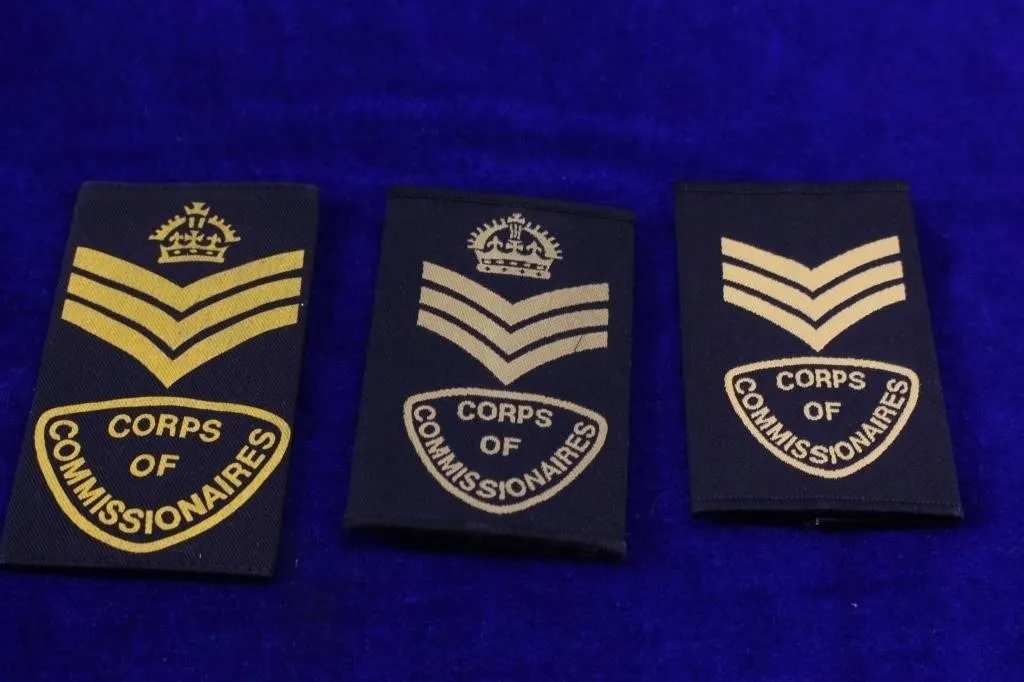 Corps of Commissionaires Rank Slides, Lot of 3