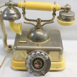 Vintage French-Style Rotary Dial Phone, Yellow
