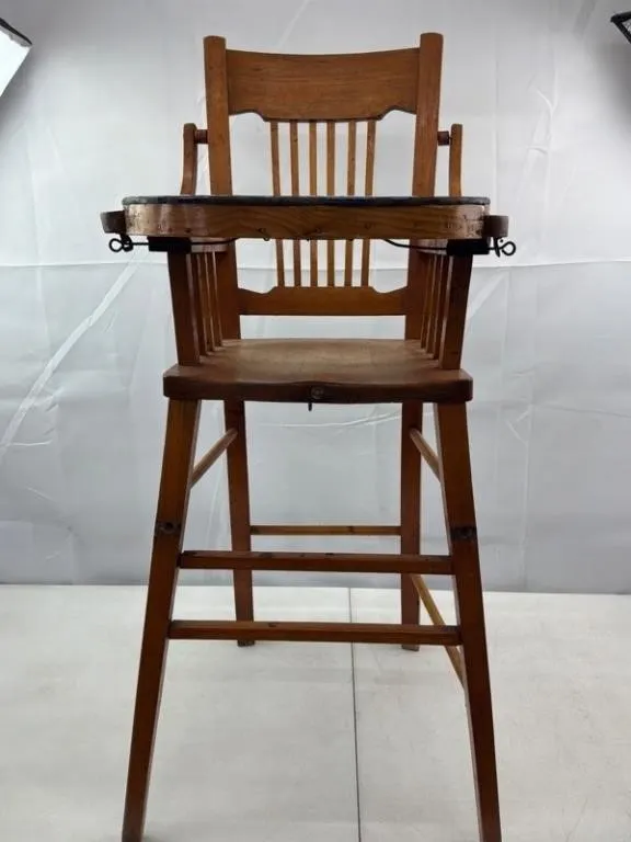 Vintage Wooden Child's High Chair w/ Tray