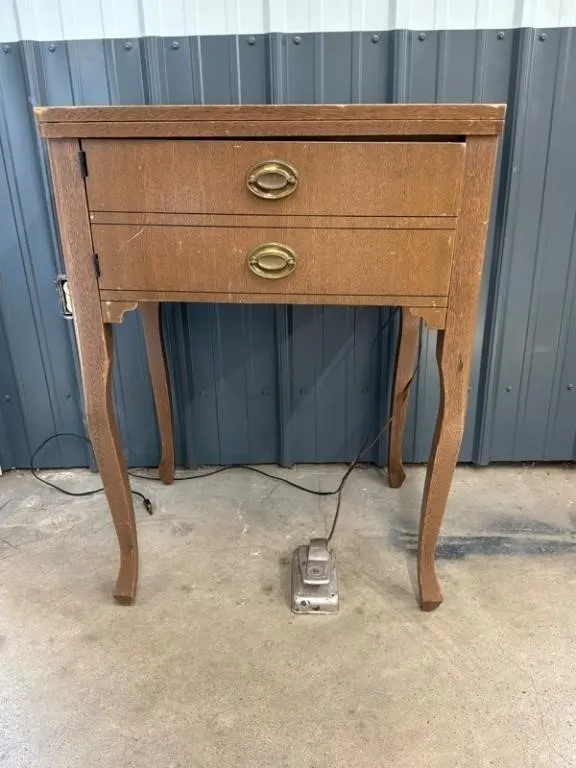 Vintage Sewing Machine Cabinet w/ Foot Pedal