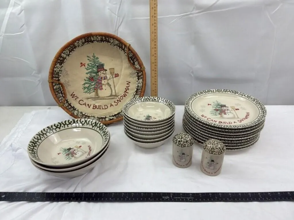 Christmas Snowman Stoneware Tableware Group