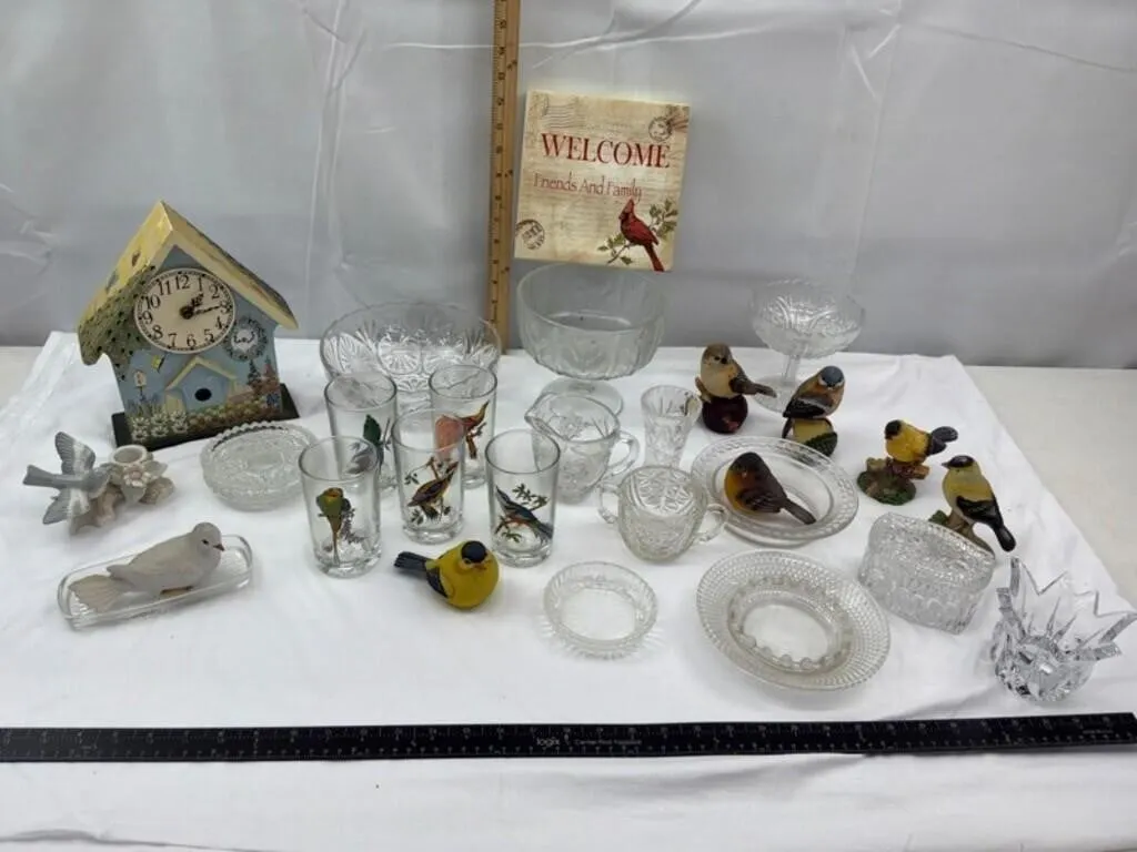 Bird & Glass Decor Assortment (Lot of 27)