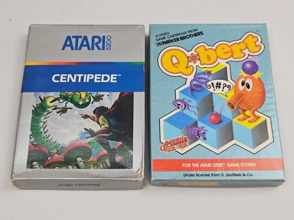 Vintage Atari 5200 Centipede & Q*bert (2)