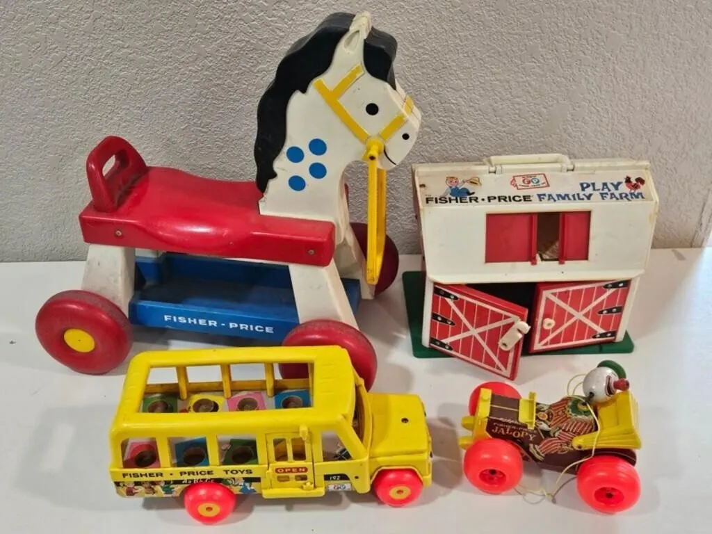 Vintage Fisher-Price Toys - 4pc Mixed Lot