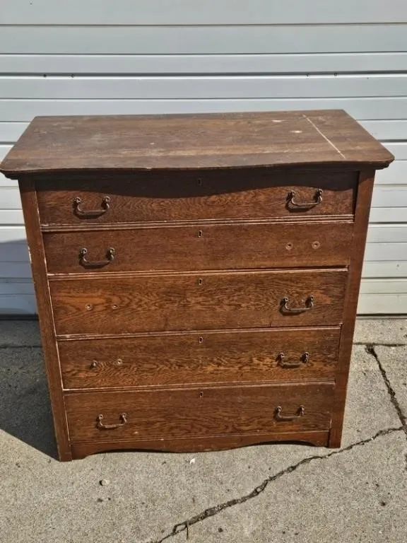 Oak Five-Drawer Chest 40in W x 42in H