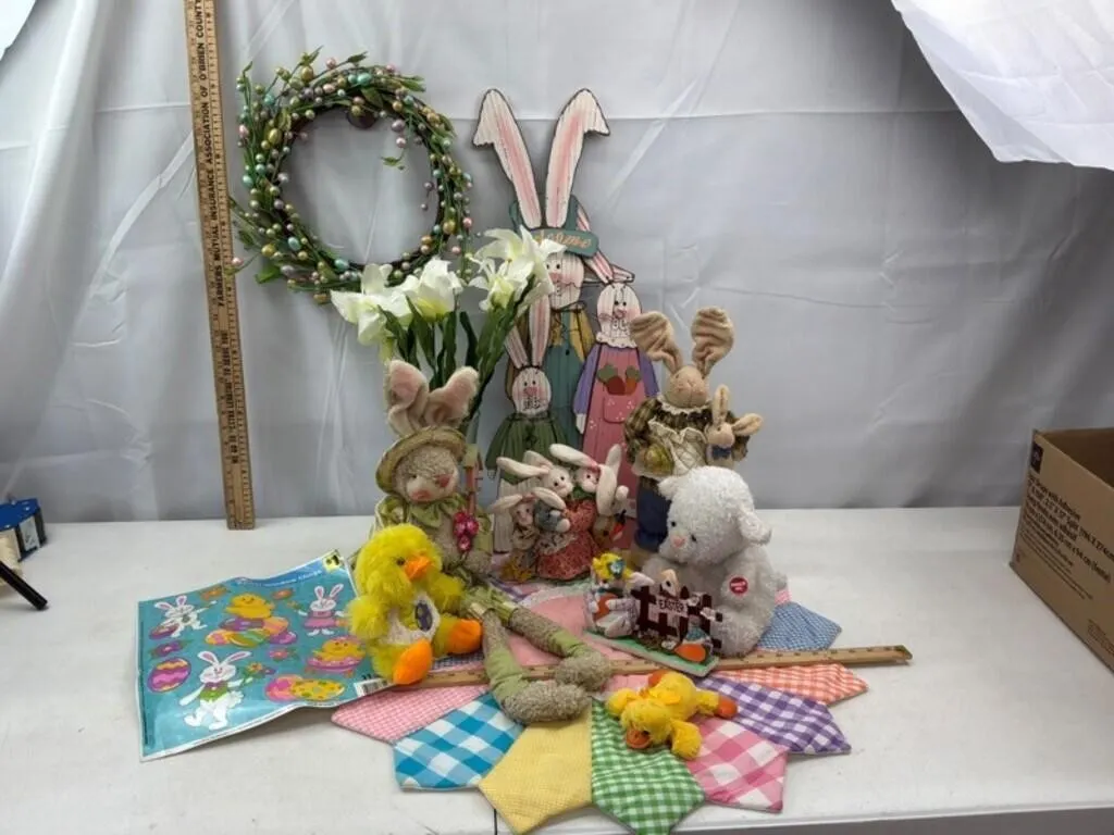 Mixed Easter Decor & Plush Bunny Assortment