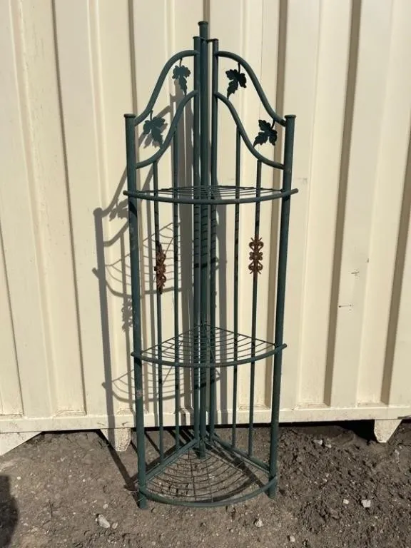 Collapsible Metal Three-Tier Corner Plant Stand