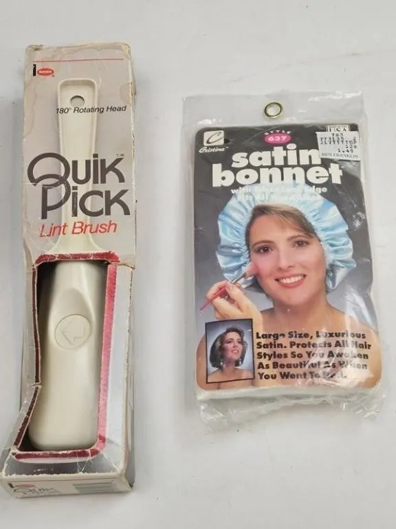 Vintage Lint Brush & Satin Bonnet (2pc)