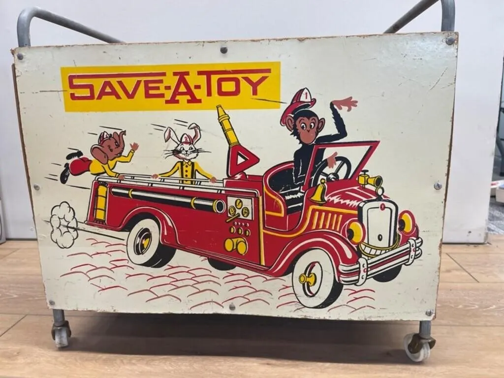 Vintage Save-A-Toy Fire Truck Storage Cart