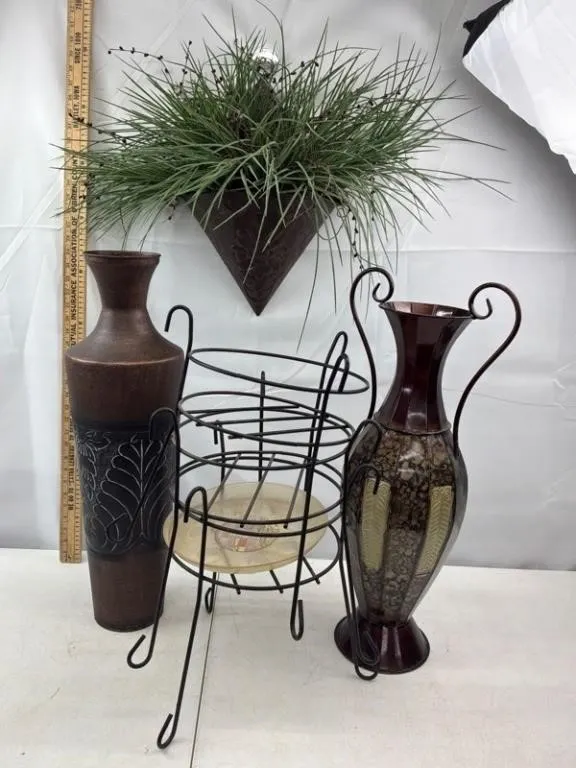 Decorative Vases, Planter & Stand (4pc)