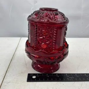 Ruby Red Pressed Glass 2pc Grouping