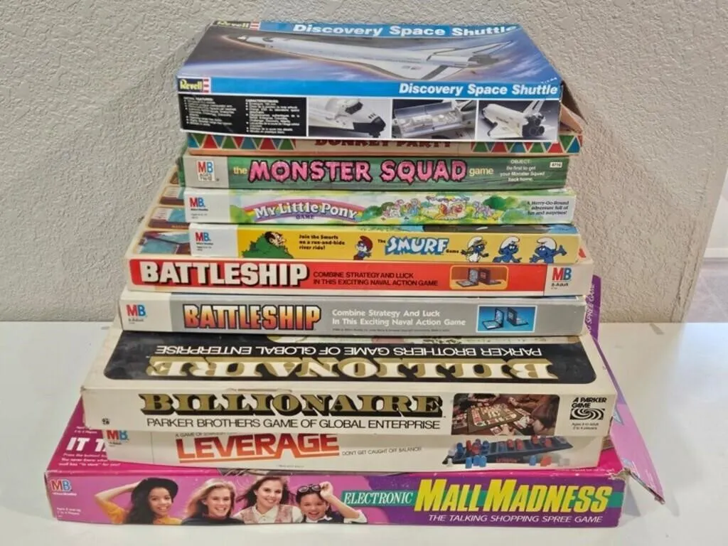 Vintage Board Games & Revell Shuttle (Lot of 10)