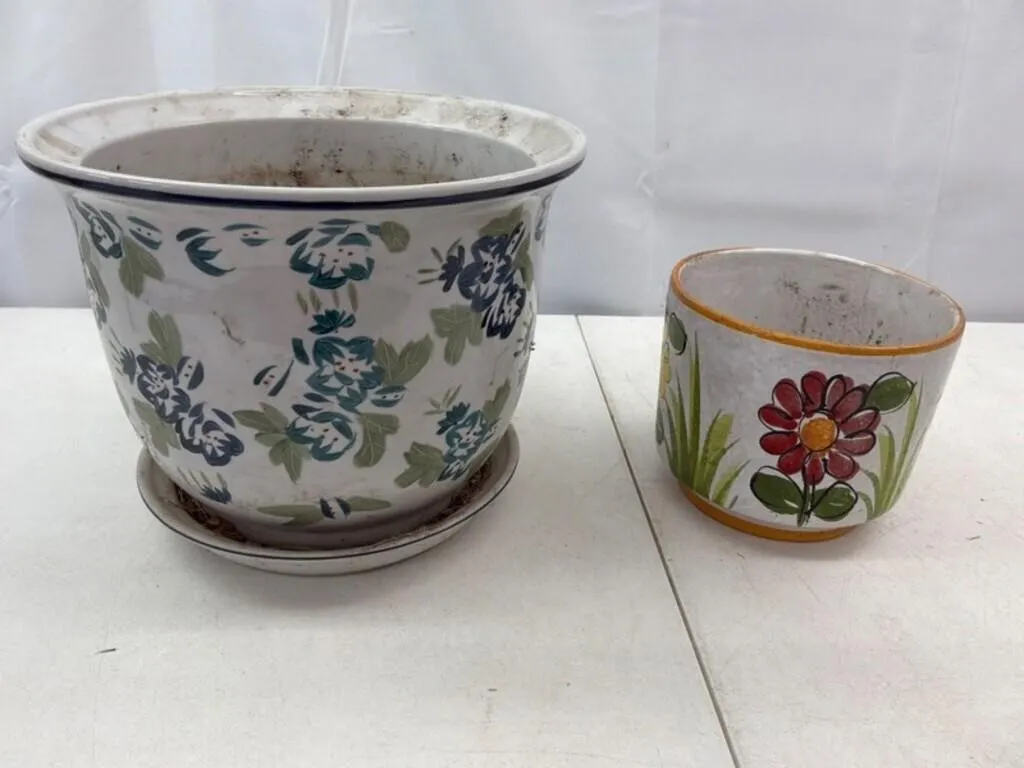 Norcal Floral Ceramic Planters w/ (Lot of 2)