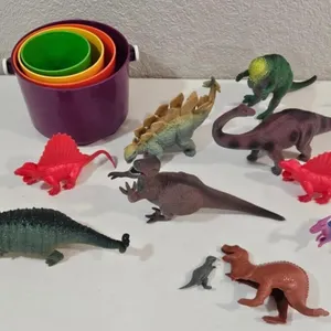 Dinosaur Figures & Colorful Buckets (Lot of 14)