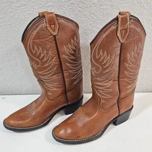 Brown Embroidered Western Cowboy Boots