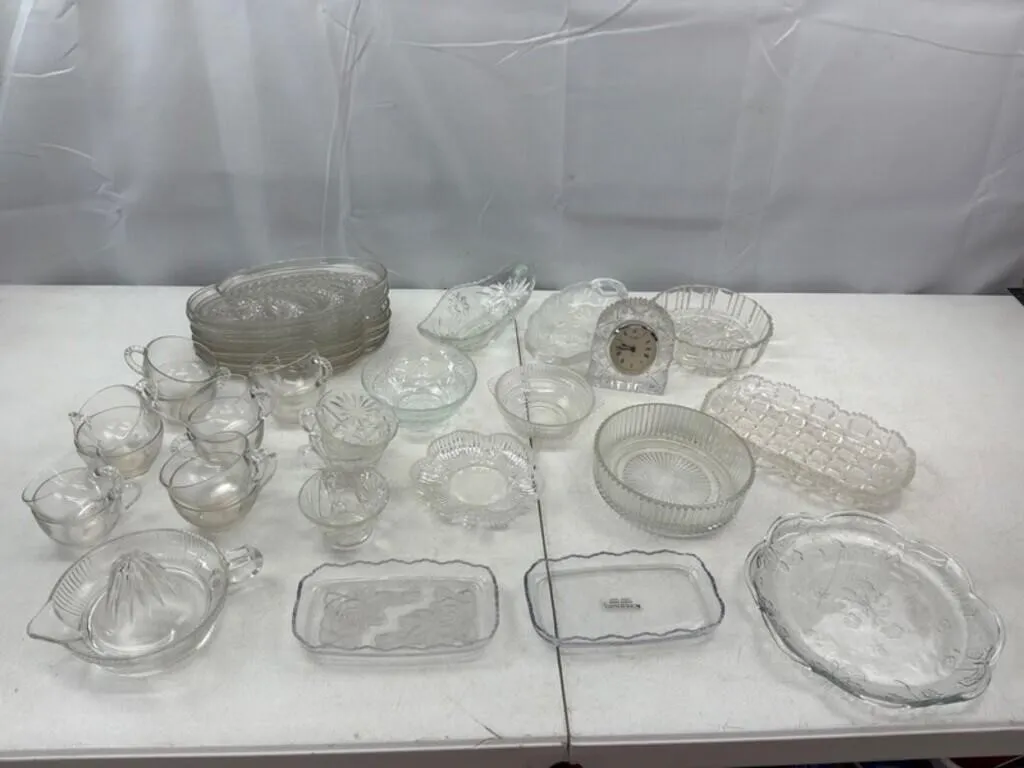 Clear Glassware & Concept Clock Approx. 25pc