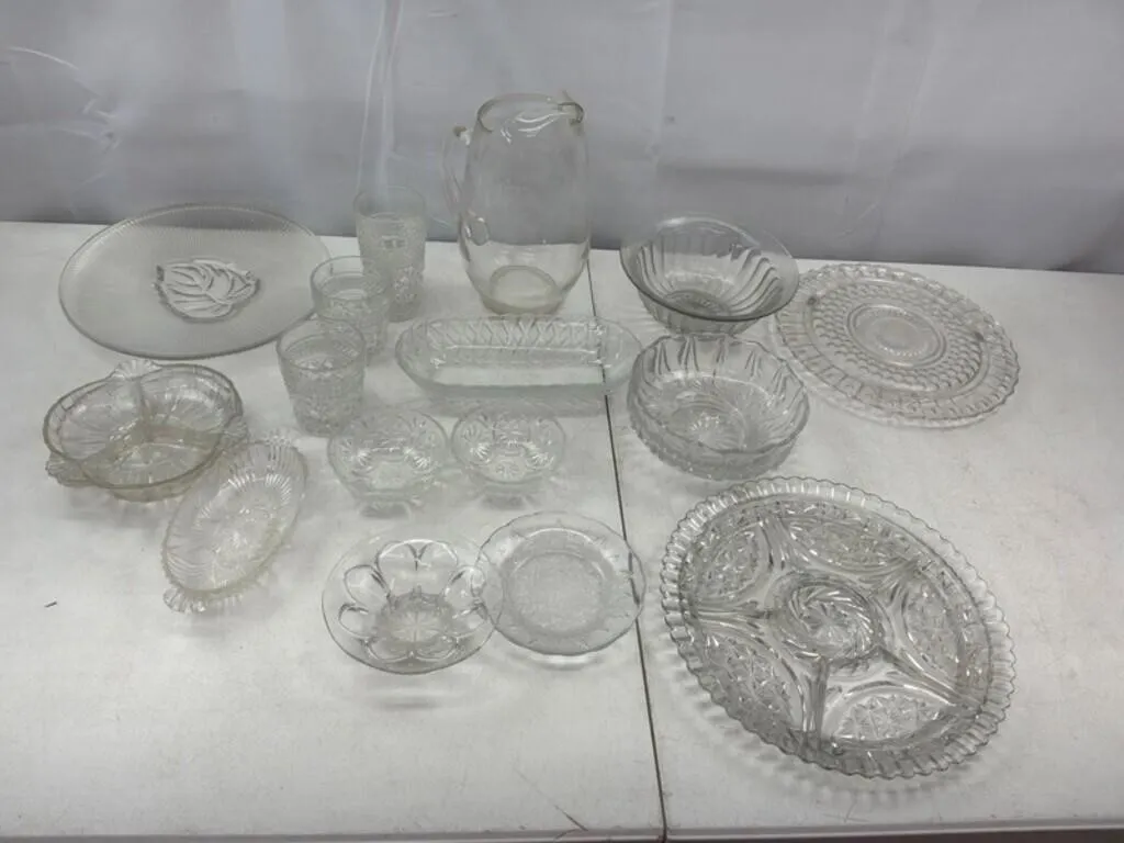 Mixed Clear Glass Servingware Approx. 20pc