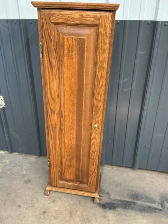 Oak-Finish Tall Single-Door Cabinet