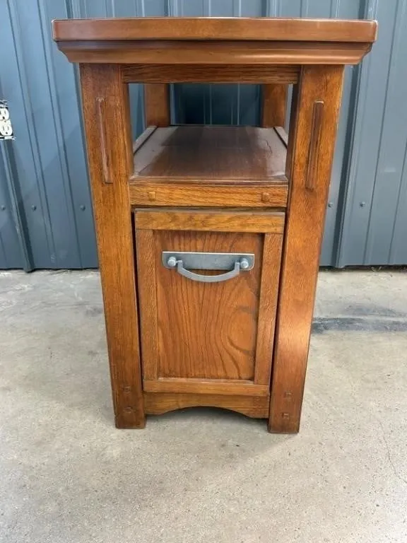 Oak Finish Stand with Drawer & Cabinet