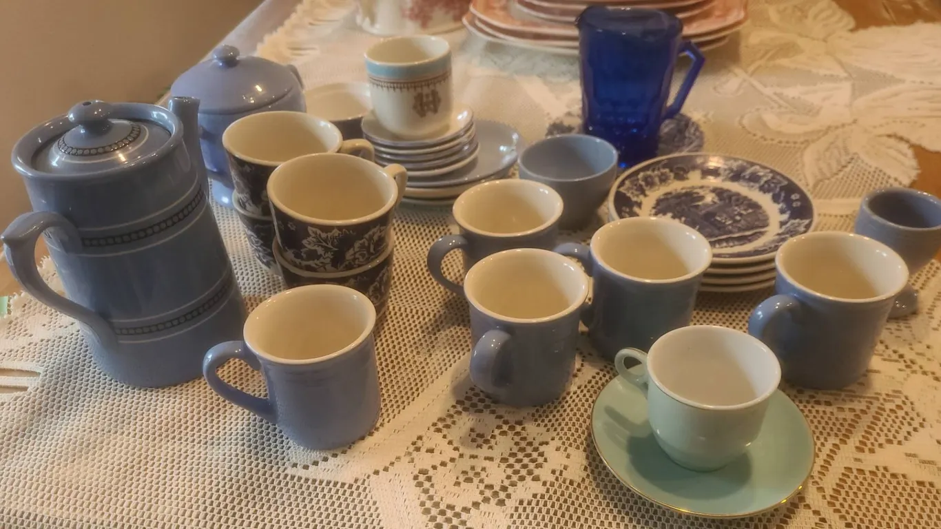 English Pottery Coffee and Tea Service with Kent Festival and Wood's England Pieces