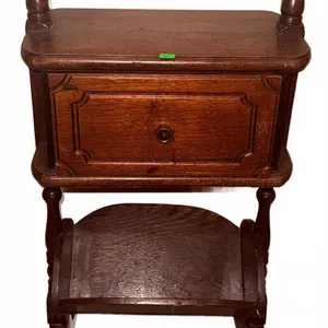 Wooden Side Table with Storage Compartment and Magazine Rack
