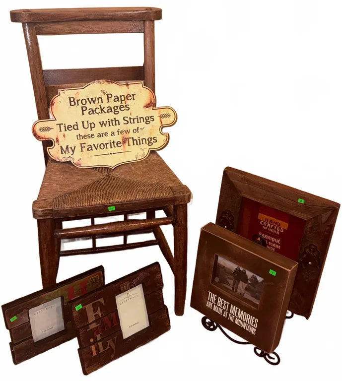 Decorative Wall Frames and Rustic Wooden Chair